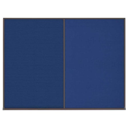 United Visual Products Triple Door Radius Corkboard, 72"X48", B UV80055-BRONZE-BLACK